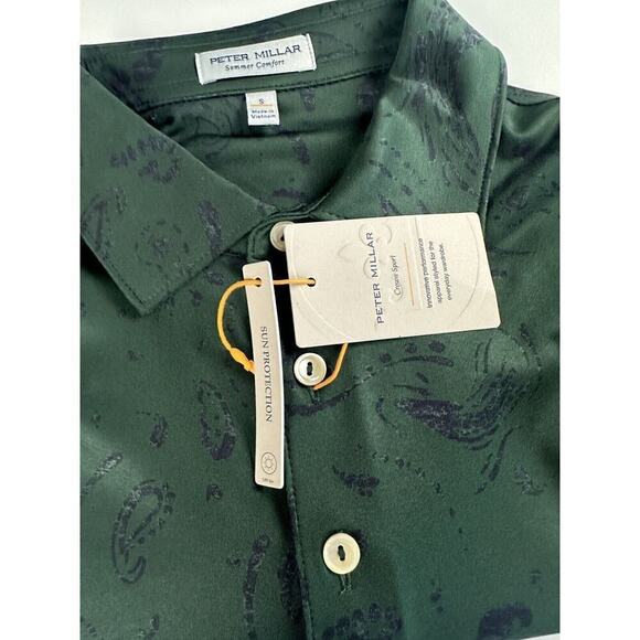 Peter Millar Men’s Summer Comfort Golf Polo Shirt Green Short Sleeve Small - Picture 9 of 9